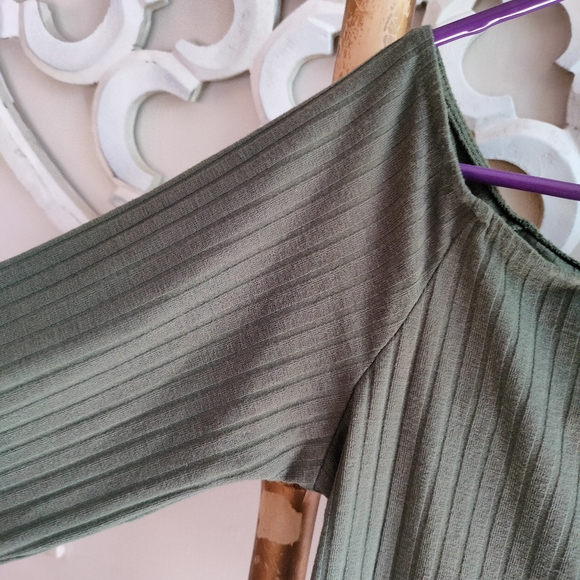💚 Olive Boat Neck Ribbed UK Top - Picture 12 of 15